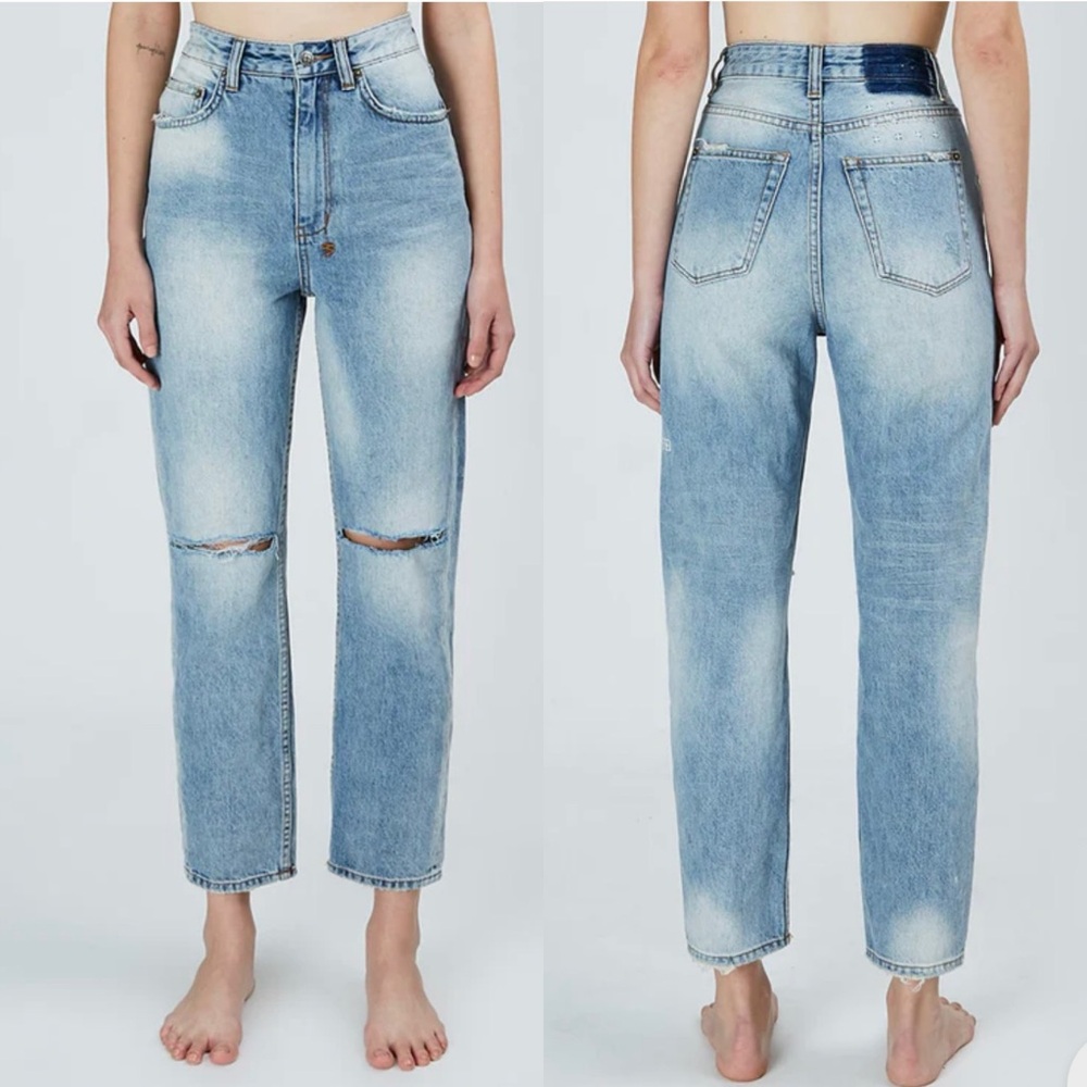 Ksubi Chlo Wasted Mortal Slash High Rise Crop Jeans 24 Distressed Y2K Model